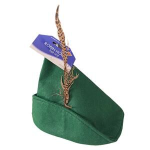 Robin Hood Felt Hat with Feather Green NEW